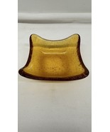 VTG Amber Glass Candle Holder/Trinket Dish w/ Bubbles in Glass - $17.99 CAD