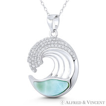 Sea wave Surfer Lab-Created Chalcedony CZ Crystal Pendant in .925 Sterling Silve - £28.02 GBP+