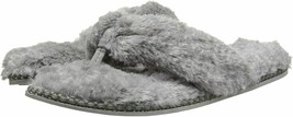 Dearfoams Women&#39;s Marie Furry Thong Slipper Size Xl 11-12 Grey Frost - £23.93 GBP