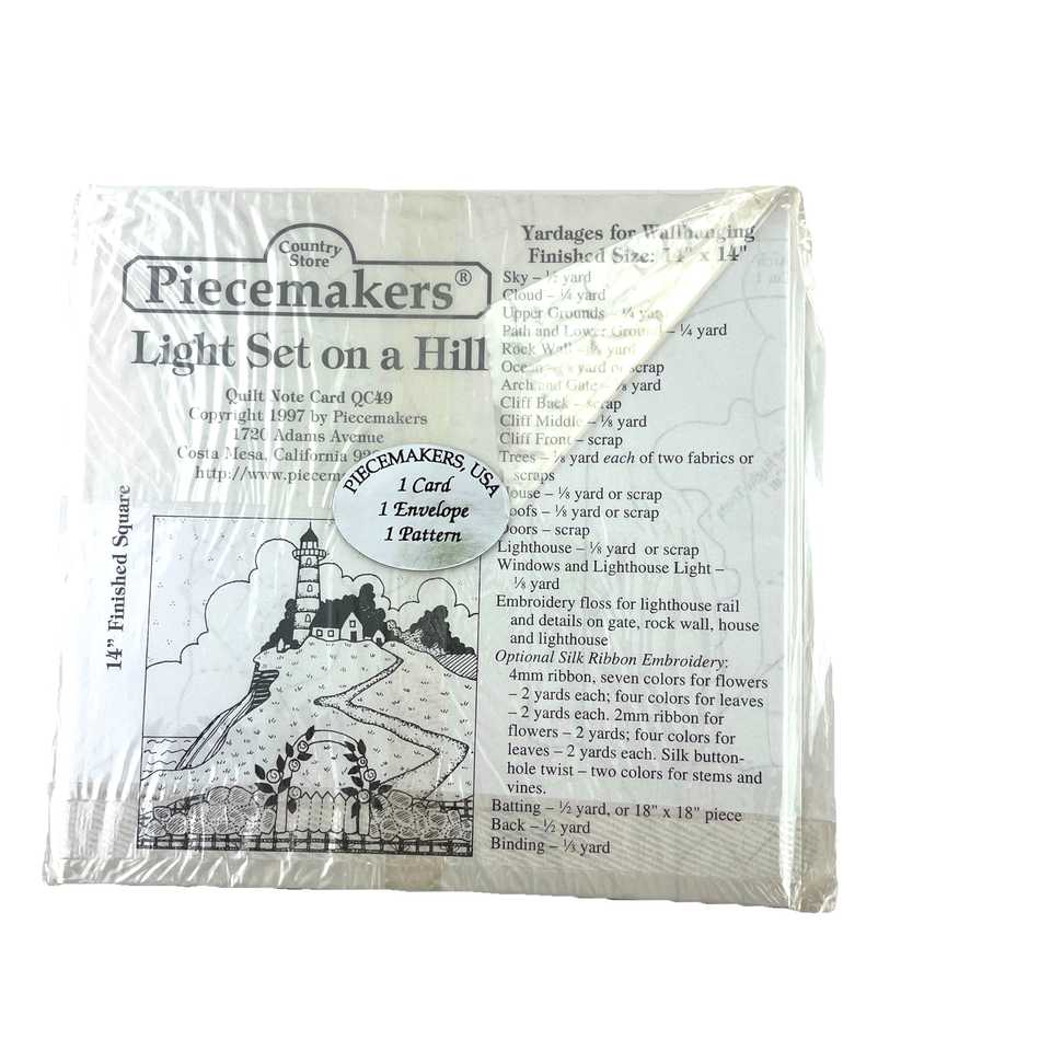 Piecemakers Quilt PATTERN Lighthouse Wall Hanging + NOTECARD Light Set on a Hill Item image 2