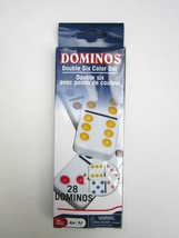 Dominos Game Packaged W/ Instructions 28 Colored Dominos Age 4+ Dbl 6 Color Dot - £5.51 GBP