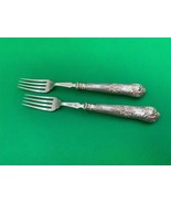 Pair of London 1907 Sterling Silver Fish / Dessert Forks KINGS Pattern - £118.78 GBP