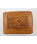 HAWAII WOODEN 4X5 CHERRY JEWELRY BOX W J. O&#39; CONNER CARVED WHALES FOAM P... - £19.97 GBP