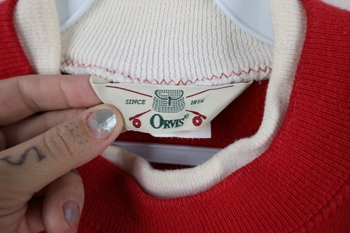 Vintage 90s Orvis Womens Medium Faded Christmas Polar Bear Sweatshirt Red USA Item image 6