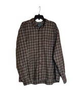 Men’s Woolrich Plaid Dark Wood Long Sleeve Button Up Flannel Size XL - £13.10 GBP