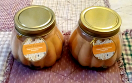 Sugared Cinnamon Pumpkin Scented Candle LOT of 2 NEW 12 oz Glass Shaped Jars - £11.57 GBP