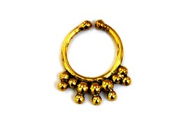 Tribal Indian Septum Ring, Nose Ring Gold, Faux Septum - £6.24 GBP