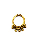 Tribal Indian Septum Ring, Nose Ring Gold, Faux Septum - £6.29 GBP