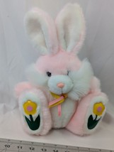 Dan Dee Pink Rabbit Plush 12 Inch Vinyl Flowers Stuffed Animal Toy - £19.68 GBP