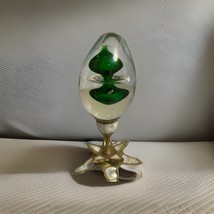 VINTAGE  HAND BLOWN GLASS PAPERWEIGHT green art - $276.80 MXN