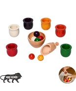 Wooden Color Sorting Toy Set of Balls Bowls for Early Learning &amp; Hand Ey... - £19.37 GBP
