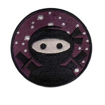 Cute Ninja Iron On Patch 3&quot; Round Embroidered Applique Martial Arts Black Purple - £3.95 GBP
