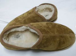 Unisex UGG Tobacco Color Suede Slippers With Fluffy Plush Fleece Lining - £67.17 GBP