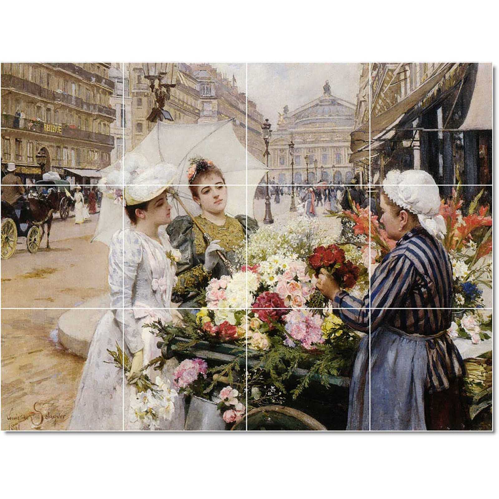 Schryver louis marie the flower seller avenue de lopera paris