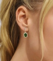 Emerald Earrings with Cubic Zirconia- Gold  earrings May birthstone - £10.87 GBP