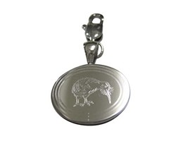 Silver Toned Oval Etched Kiwi Bird Pendant Zipper Pull Charm - £28.05 GBP