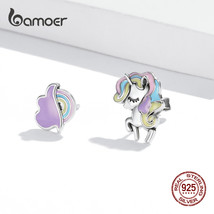 Rainbow Dream Fantasy Stud Earrings 925 Silver Earrings for Girls Party Statemen - £17.73 GBP