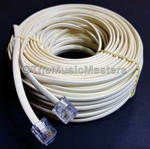 Ivory 100&#39; ft Telephone Modular Line Cord Phone Cable Extension Wire RJ11 VWLTW - £10.08 GBP