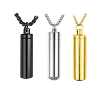 Stainless Steel Bottle Urn Pendant Necklace Cremation Memorial Ashes Keepsake - £8.75 GBP