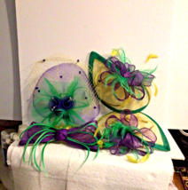 4 Pieces Mardi Gras Women&#39;s Fascinators with Feathers and Tulle Hair Bands - £11.73 GBP