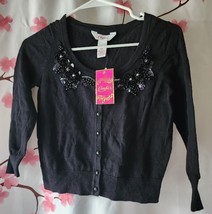 NWT Women&#39;s Candie&#39;s Black Cardigan Sequin Sweater 3/4 Sleeve Size XS - £47.19 GBP
