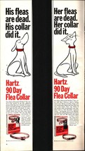2 Vintage Print Ads 1968 HARTZ 90 Day Flea Collar for dogs cats Line art drawing - £33.21 GBP
