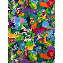 Quirky Zoo 1.25 yds long x 42&quot; wide Cotton Fabric Bright Jungle Safari Animals - £6.05 GBP
