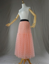 Peach Pink Layered Tulle Skirt Women Plus Size Ruffle Long Tutu Skirt image 6