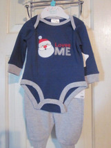 Nwt - Nursery Rhyme Santa Loves Me Size 3M Long Sleeve &amp; Pants 2-PC Set - £13.40 GBP