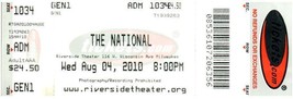 The National Ticket Stub August 4 2010 Milwaukee Wisconsin - $14.84