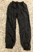Vintage Casual Isle Track Pants Womens Small Black Nylon Ankle Zip 80s 90s Lined - £22.33 GBP