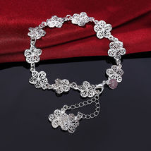 Best Charm 925 sterling Silver Bracelet for women flower wedding cute party - £3.91 GBP