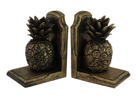 Scratch &amp; Dent Antique Gold Finish Pineapple Bookends Set of 2 - £16.61 GBP