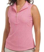 NWT CABANA LIFE Hot Pink Orange AMELIA Pique Sleeveless Mock Golf Shirt - L - $39.99