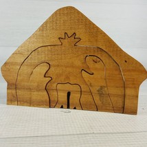 Vintage Handmade 6 x 4&quot; Wood Nativity Cut Out Puzzle Figure 5pc Set - $24.24