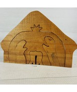 Vintage Handmade 6 x 4&quot; Wood Nativity Cut Out Puzzle Figure 5pc Set - $24.24