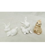 3 Vtg Porcelain Easter Bunny Figurines for Display or Village  - £15.78 GBP