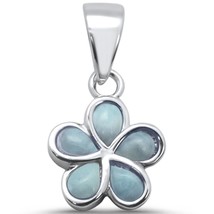 Sterling Silver Natural Larimar Plumeria Pendant - $32.84 CAD