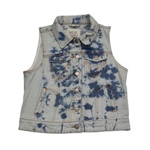 Thread Supply Vest Womens M Blue Bleached Denim Sleeveless Button Up Collared - $25.62