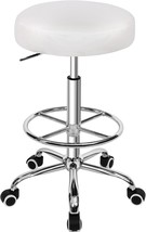 Vecelo Round Rolling Stool With Footrest And Wheels: Simple Assembly Pu ... - $70.95