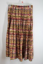 Vtg Liz Claiborne 4P 100% Silk Abstract Stripe Pleated Midi Skirt - £20.03 GBP