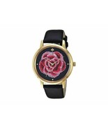 New Kate Spade NY KSW1459 Metro Gold Embroidered Black Leather Women Watch - £155.75 GBP