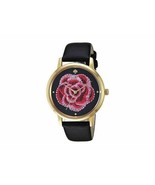 New Kate Spade NY KSW1459 Metro Gold Embroidered Black Leather Women Watch - $198.00