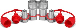 1/4&quot; NPT ISO 7241-B Hydraulic Quick Connect Couplers/Couplings w/Dust Ca... - £28.76 GBP