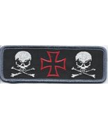 Iron Cross with Skulls Bones Motorcycle MC Club Iron on Sew on Patch - £5.51 GBP