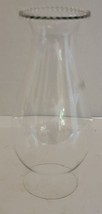Vintage 7 3/8&quot; Clear Glass Beaded Rim Hurricane Table Lamp Light Shade Part - £14.98 GBP