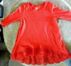 Girls Old Navy Red Long Sleeve Cotton With Lace Bottom Top Size 5 - $4.99