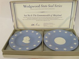 Wedgwood State Series Jasperware Maryland Rhode Island Plates New Boxed 4.5&quot; - £23.05 GBP