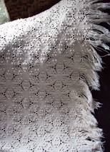 Vintage 50s Handmade Fringed Quilt Tasteful Crocheted Heavy Cotton 92 X 76 - £299.06 GBP