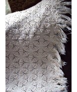 Vintage 50s HANDMADE FRINGED QUILT Tasteful Crocheted Heavy cotton  92 X 76 - £295.09 GBP